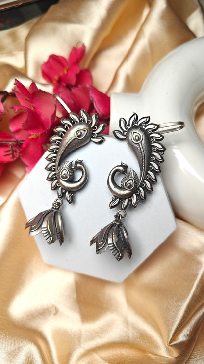 Antique Peacock Curl Ear Cuffs