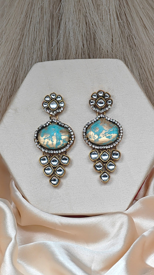 Emerald mist kundan earrings