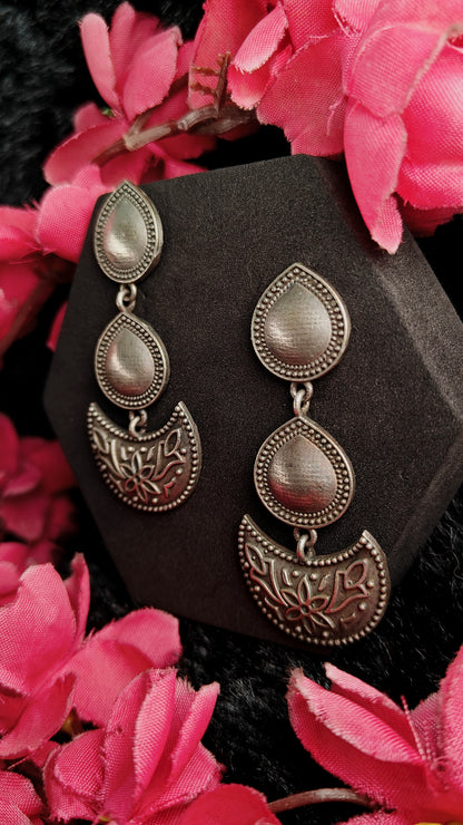 Crescent Floral Drop Earrings