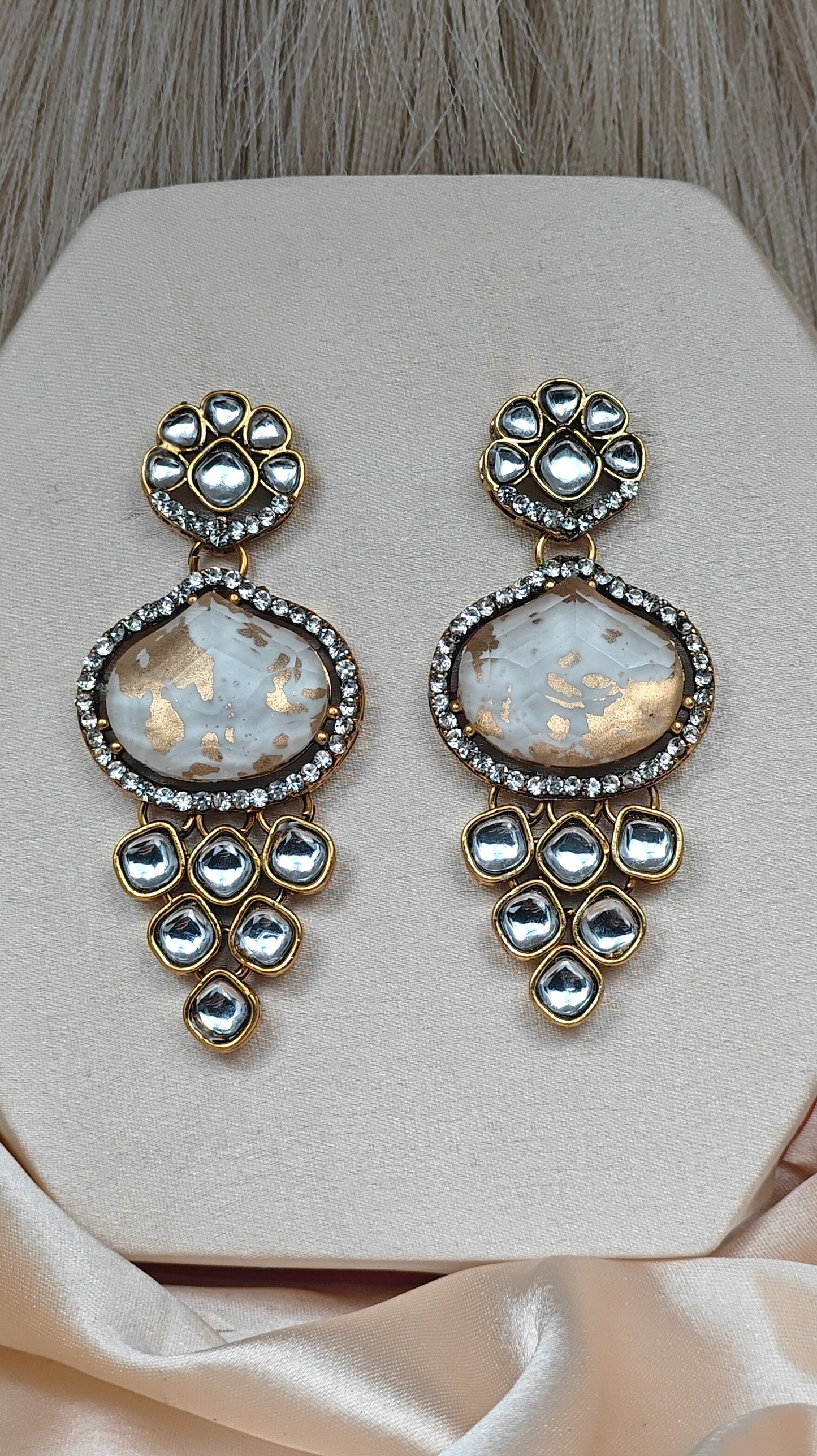 Ivory moonshine kundan earrings