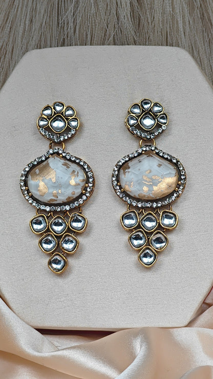 Ivory moonshine kundan earrings