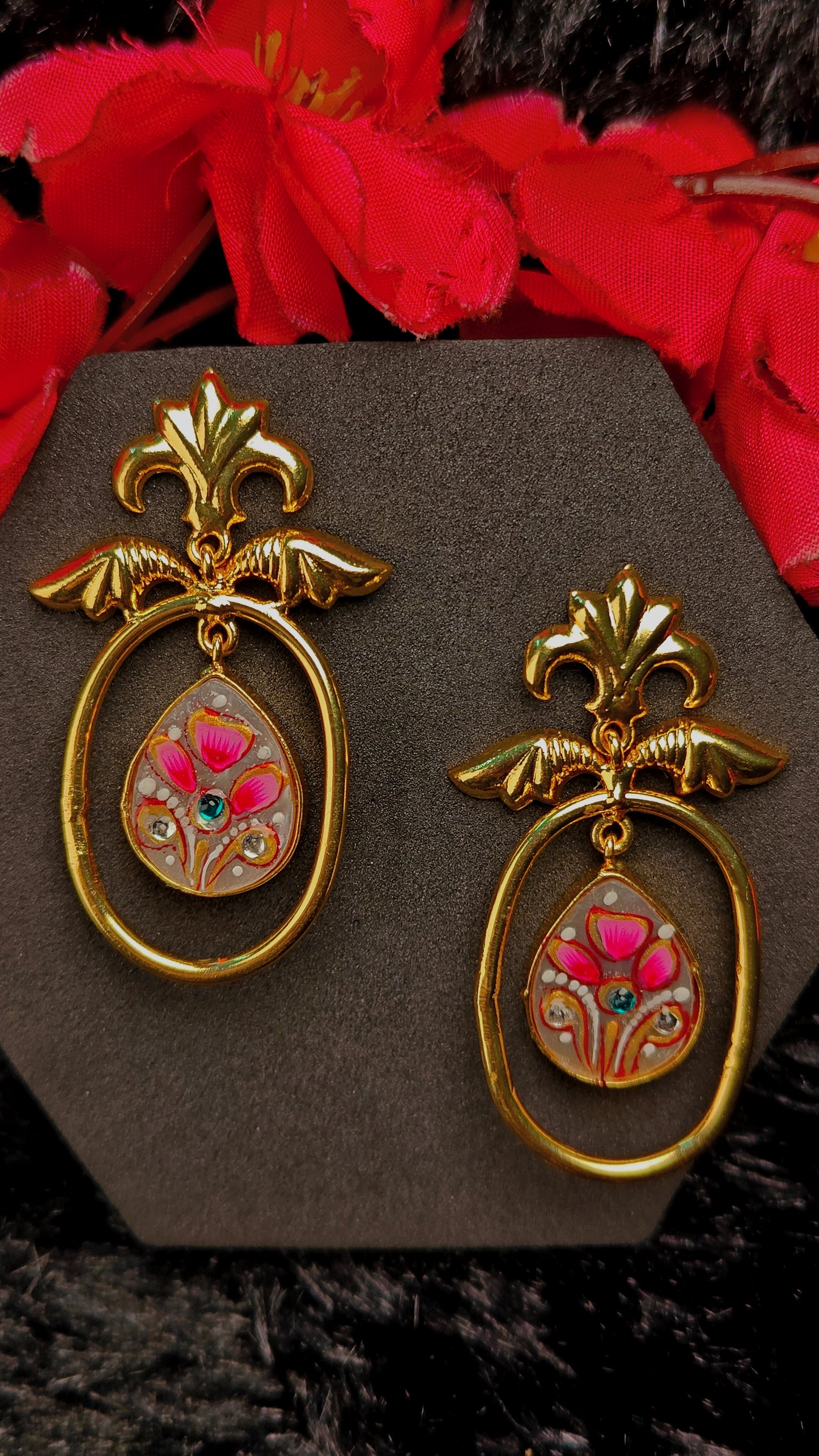 Aafreen Pink Petal Enamel Dangles