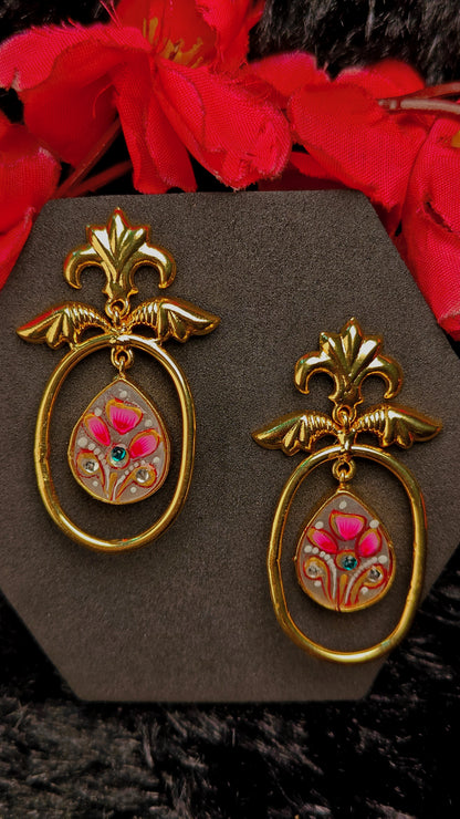 Aafreen Pink Petal Enamel Dangles