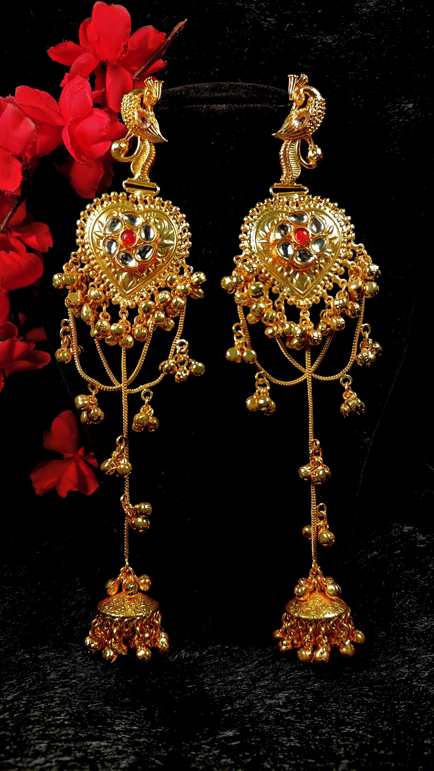 Zar-e-Kashmir Peacock Heart Jhumka Earrings