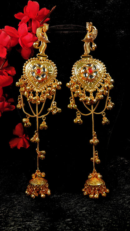 Zar-e-Kashmir Peacock Heart Jhumka Earrings