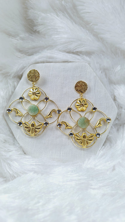 Royal Heritage Lotus Bee Statement Earrings