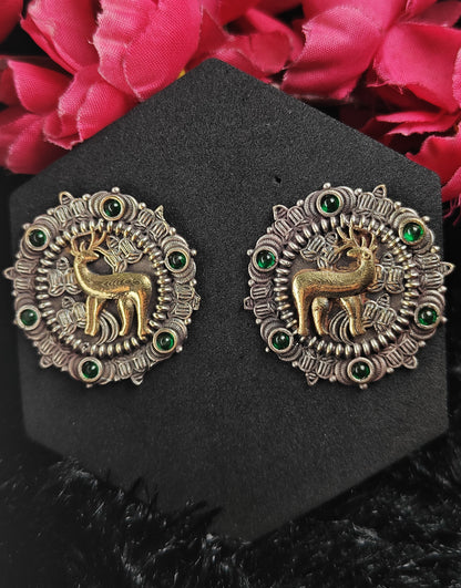Emerald Stag Heritage Oxidised Studs