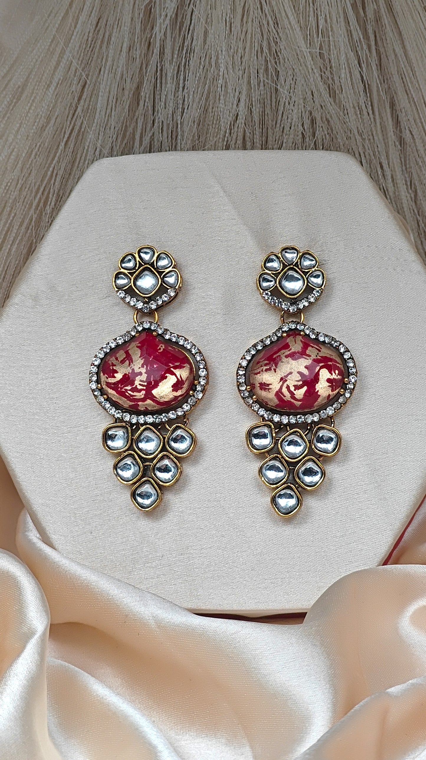 Red Stone Drop Earrings