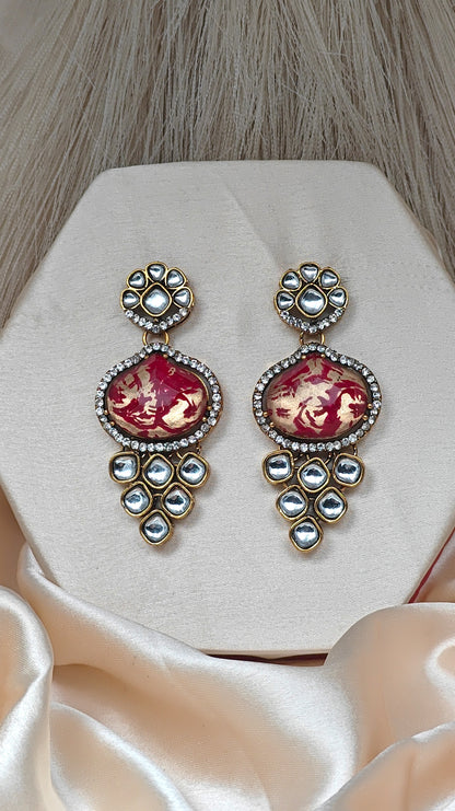 Red Stone Drop Earrings