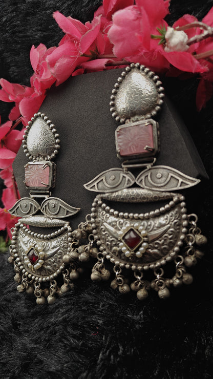 Naina Tribal Oxidised Chandbali Earrings