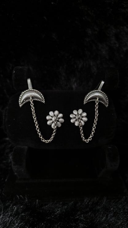 Rustic Chain Charm Ear Cuffs
