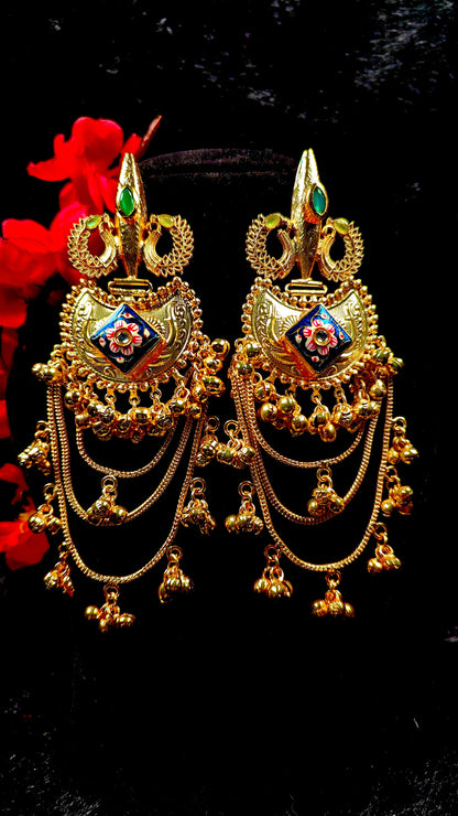 Noor-e-Kashmir Royal Layered Jhumka Earrings