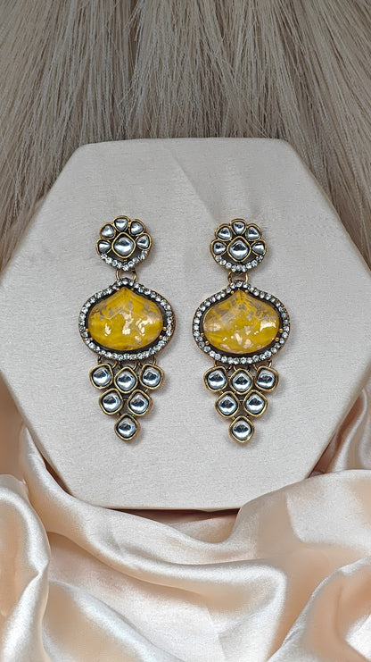Yellow Amber Royal Earrings