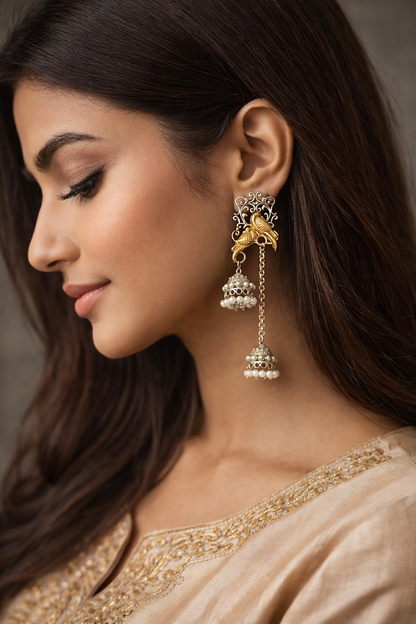 Regal Mayura Pearl Jhumkas