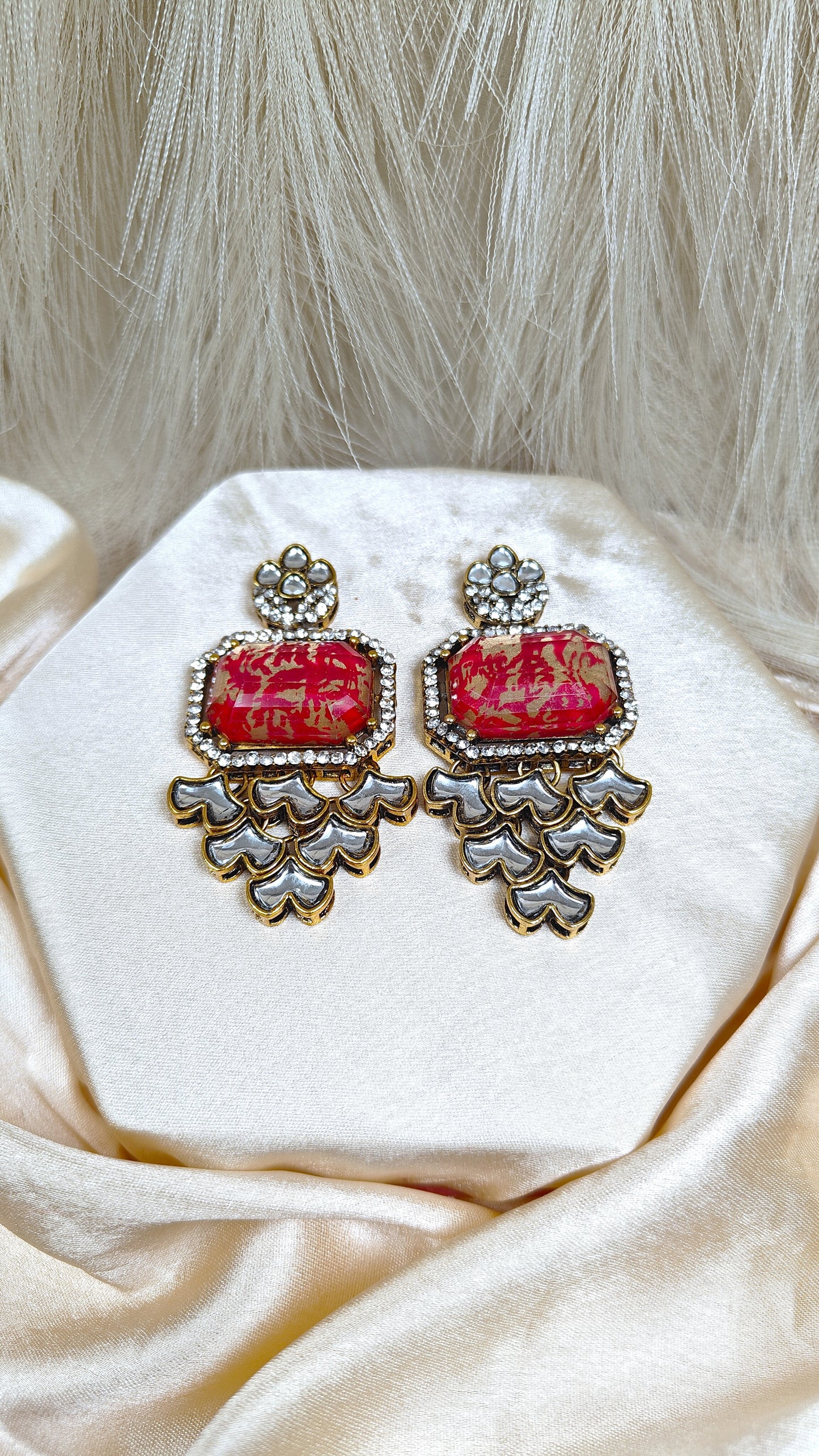 Ruby royal tapestry kundan earrings