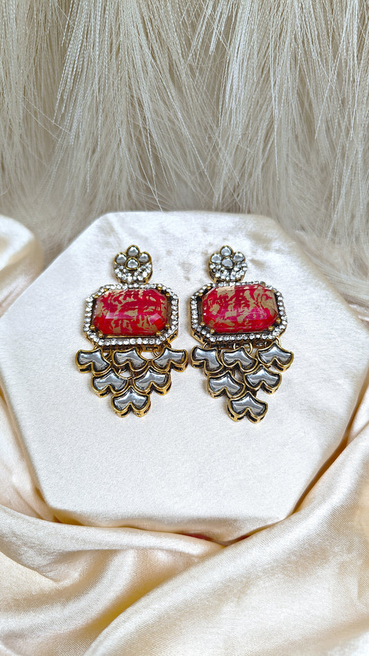 Ruby royal tapestry kundan earrings