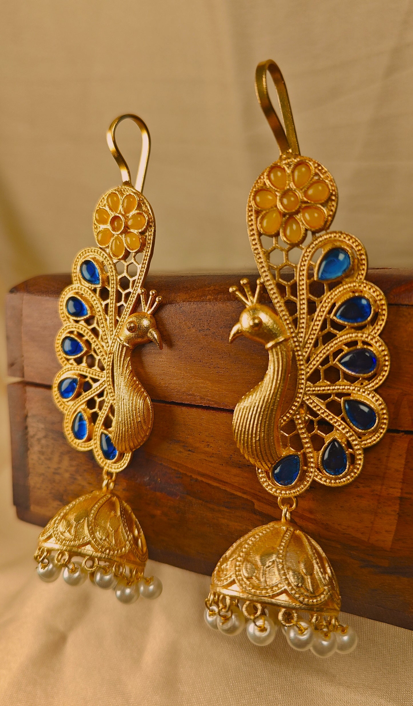Neel Mayur Peacock Ear Cuffs with Jhumka Drops