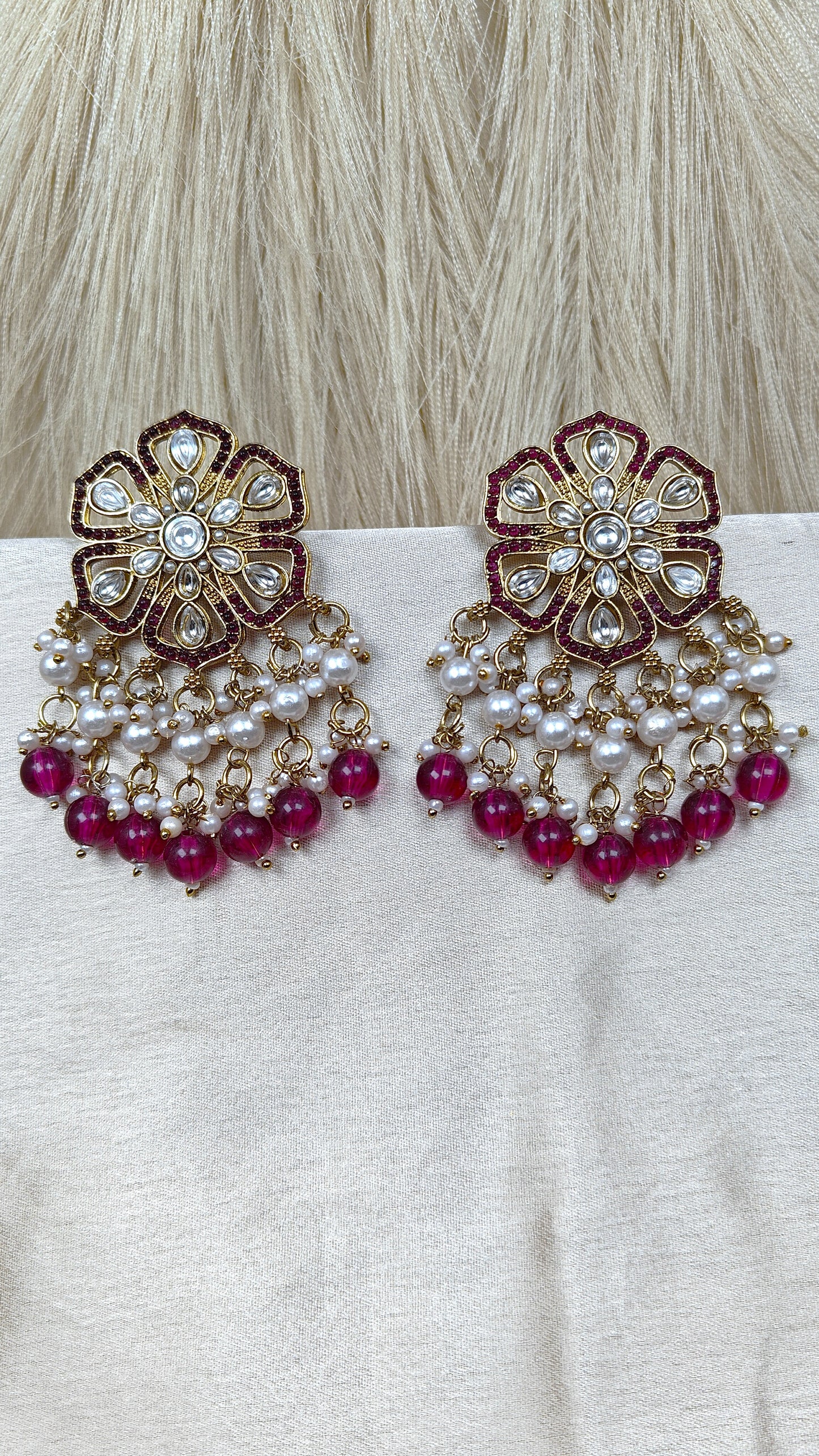 Kundan floral chandbali earrings