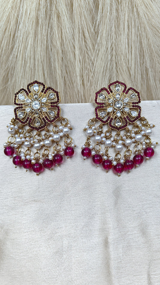 Kundan floral chandbali earrings