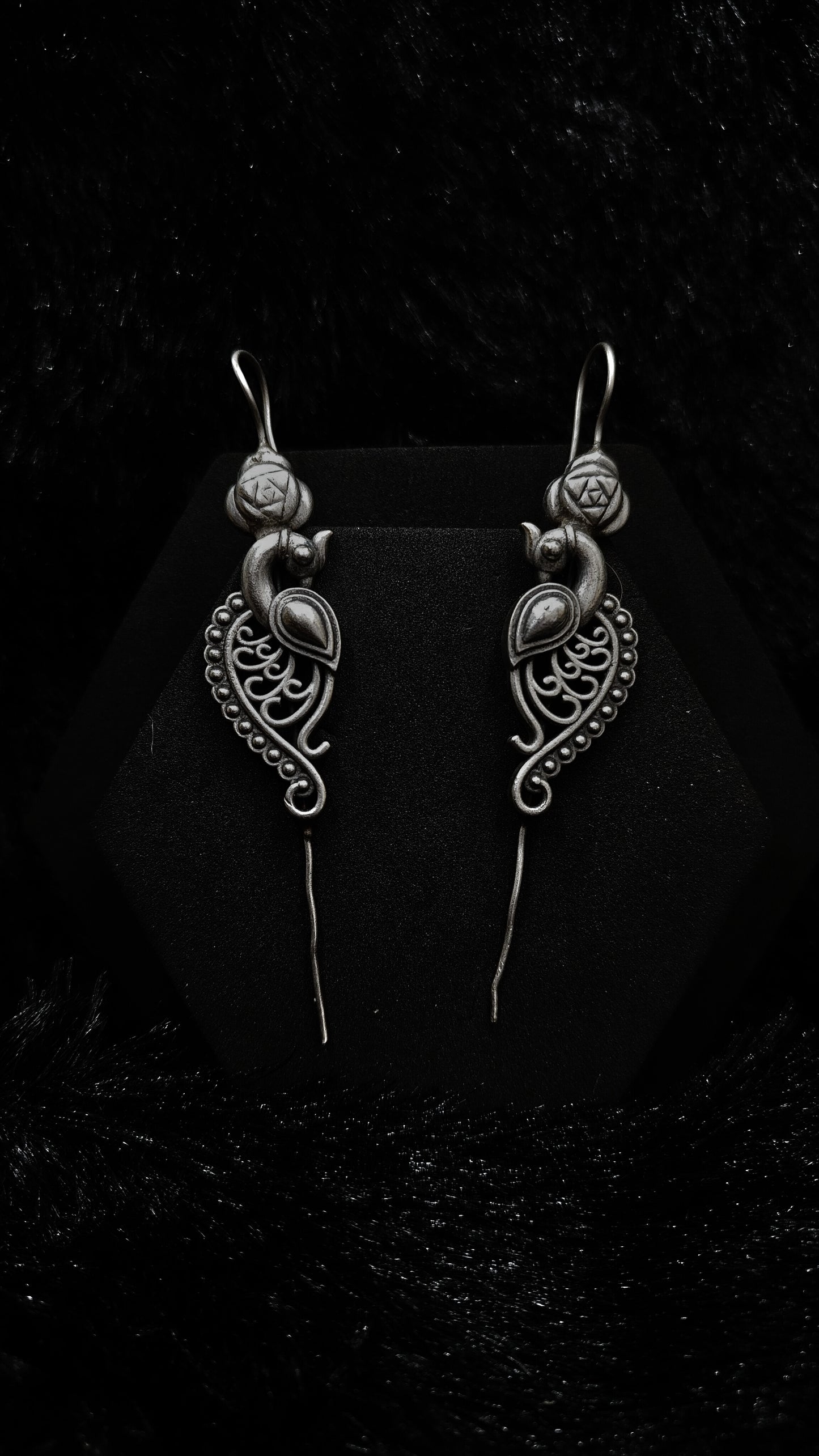 Antique Silver Peacock Ear Cuffs