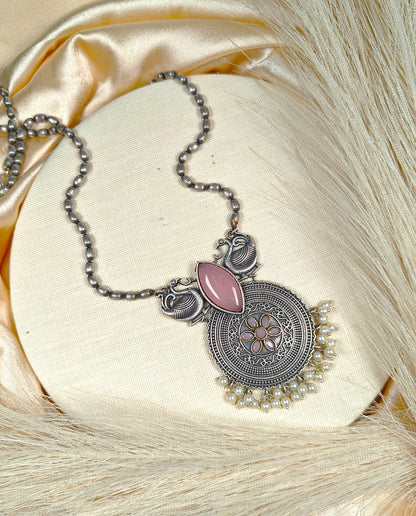 Swan Blossom Antique Silver Necklace Set