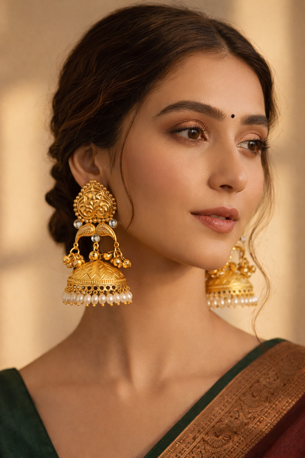 Zarafshan Kashmiri Pearl Jhumka Earrings