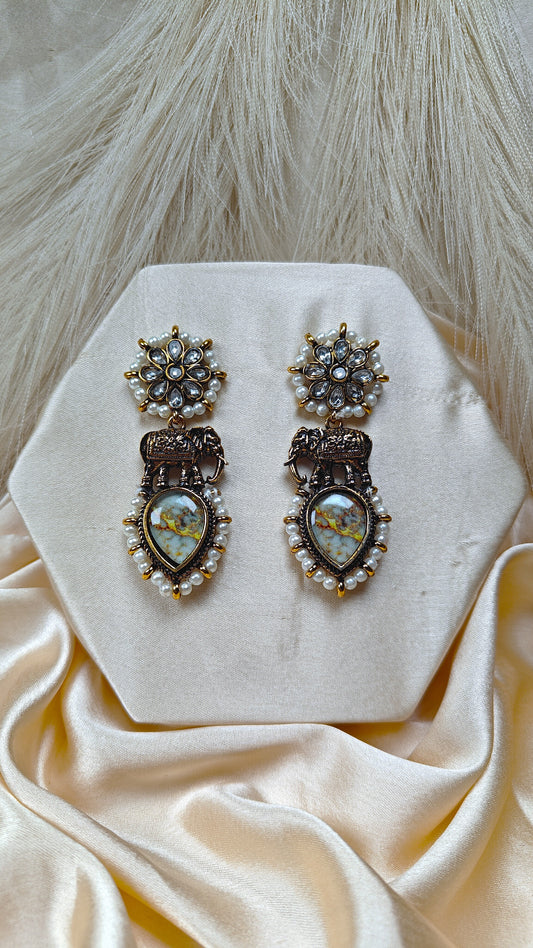Royal Marbled Teardrop Earrings