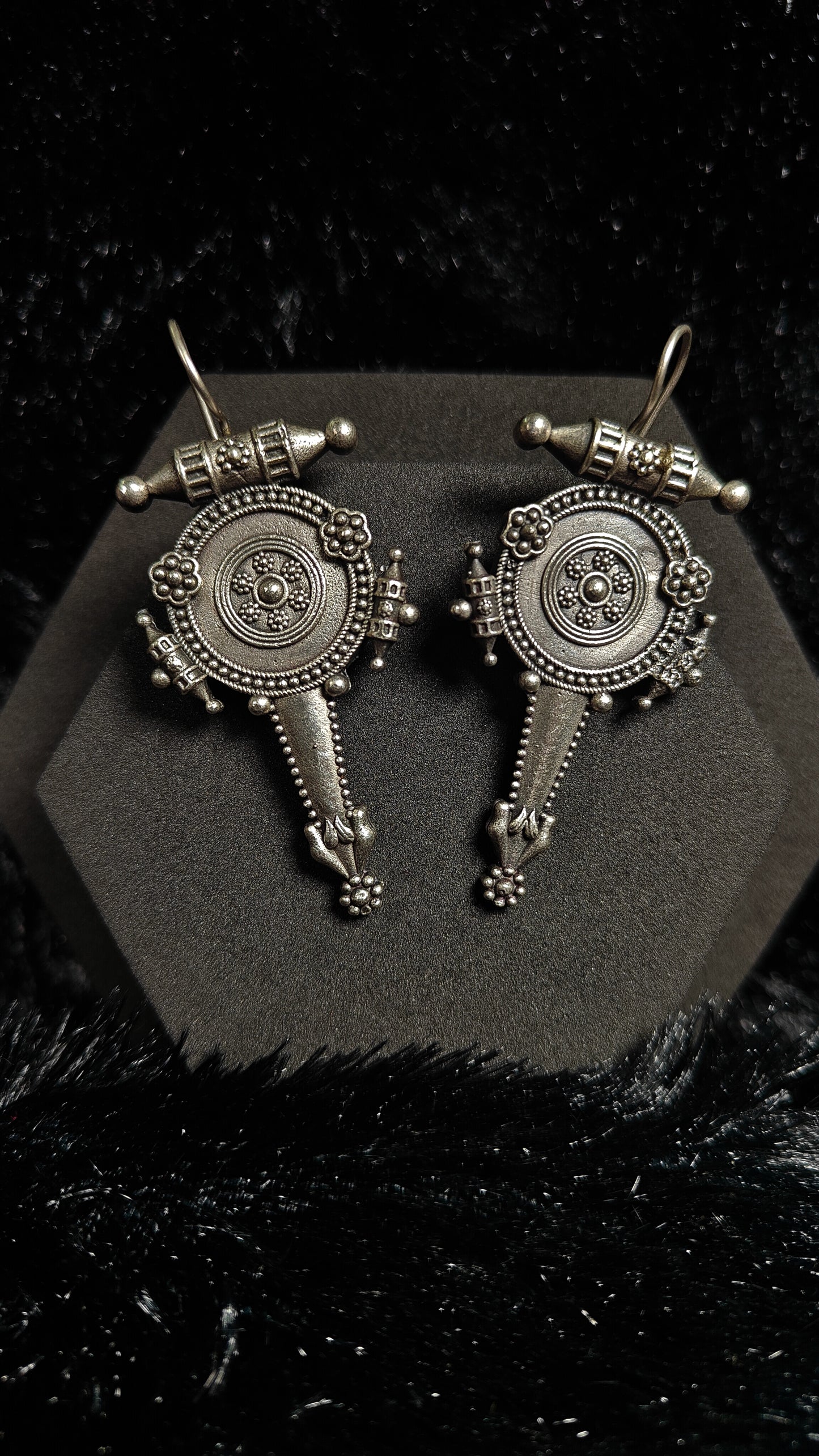 Vintage Oxidized Silver Ear Cuffs – Traditional Boho Tribal Design