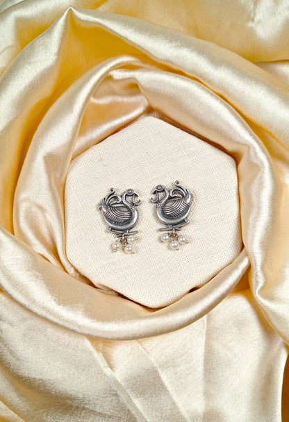 Swan Blossom Antique Silver Necklace Set