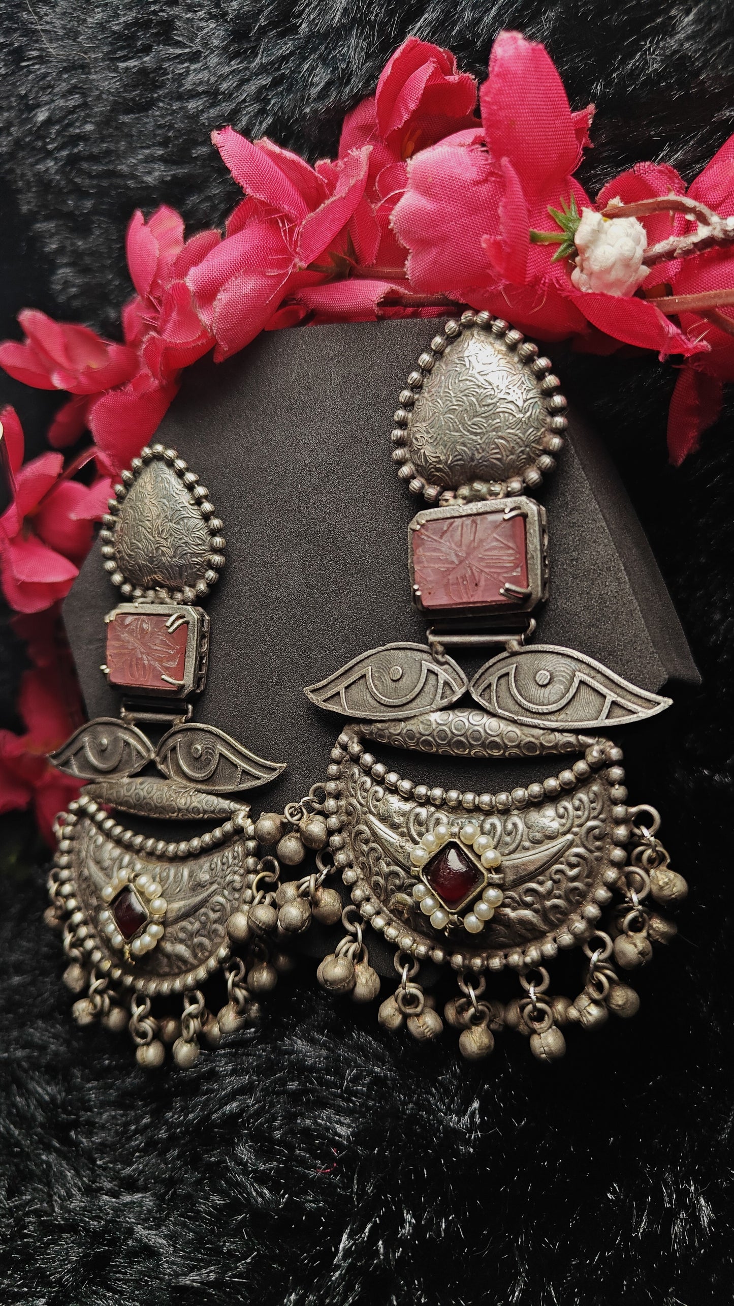 Naina Tribal Oxidised Chandbali Earrings