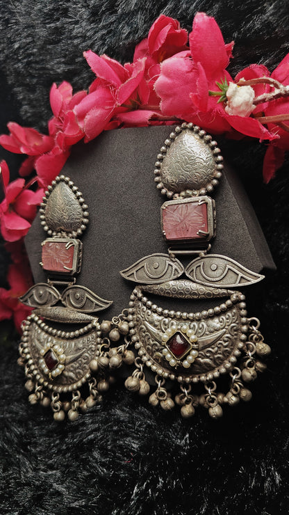 Naina Tribal Oxidised Chandbali Earrings