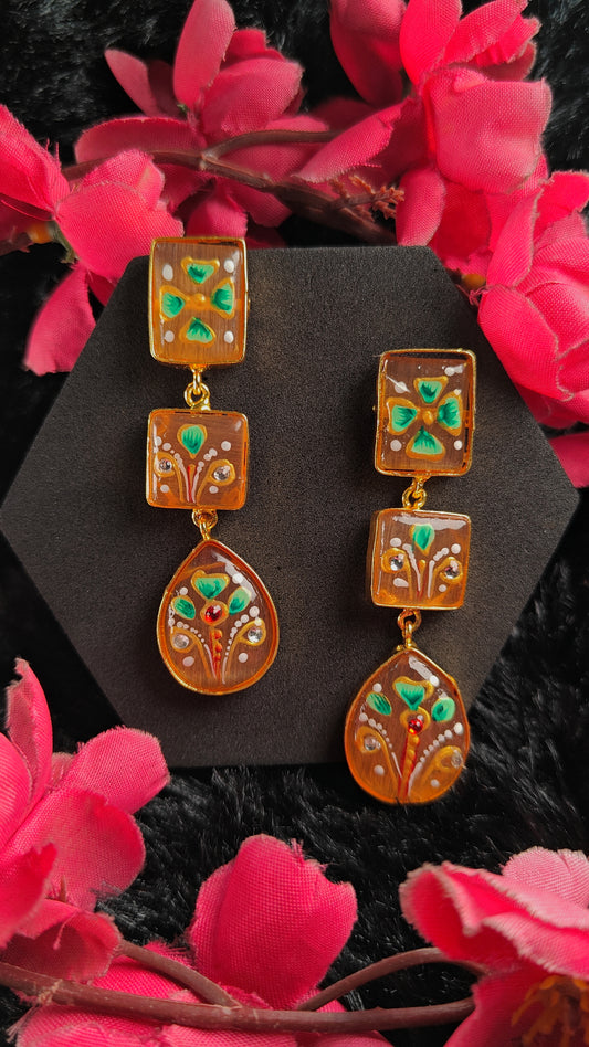 Zehra Meenakari Triple-Charm Earrings