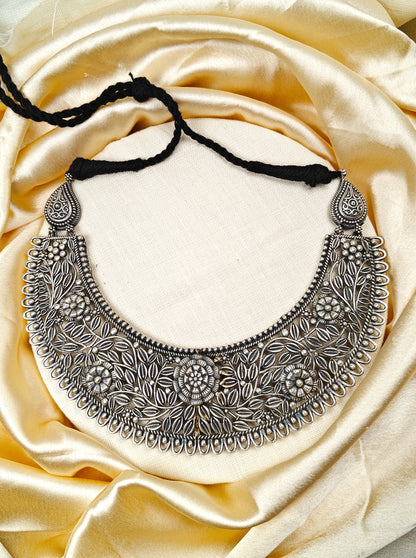 Floral Oxidised Necklace Set