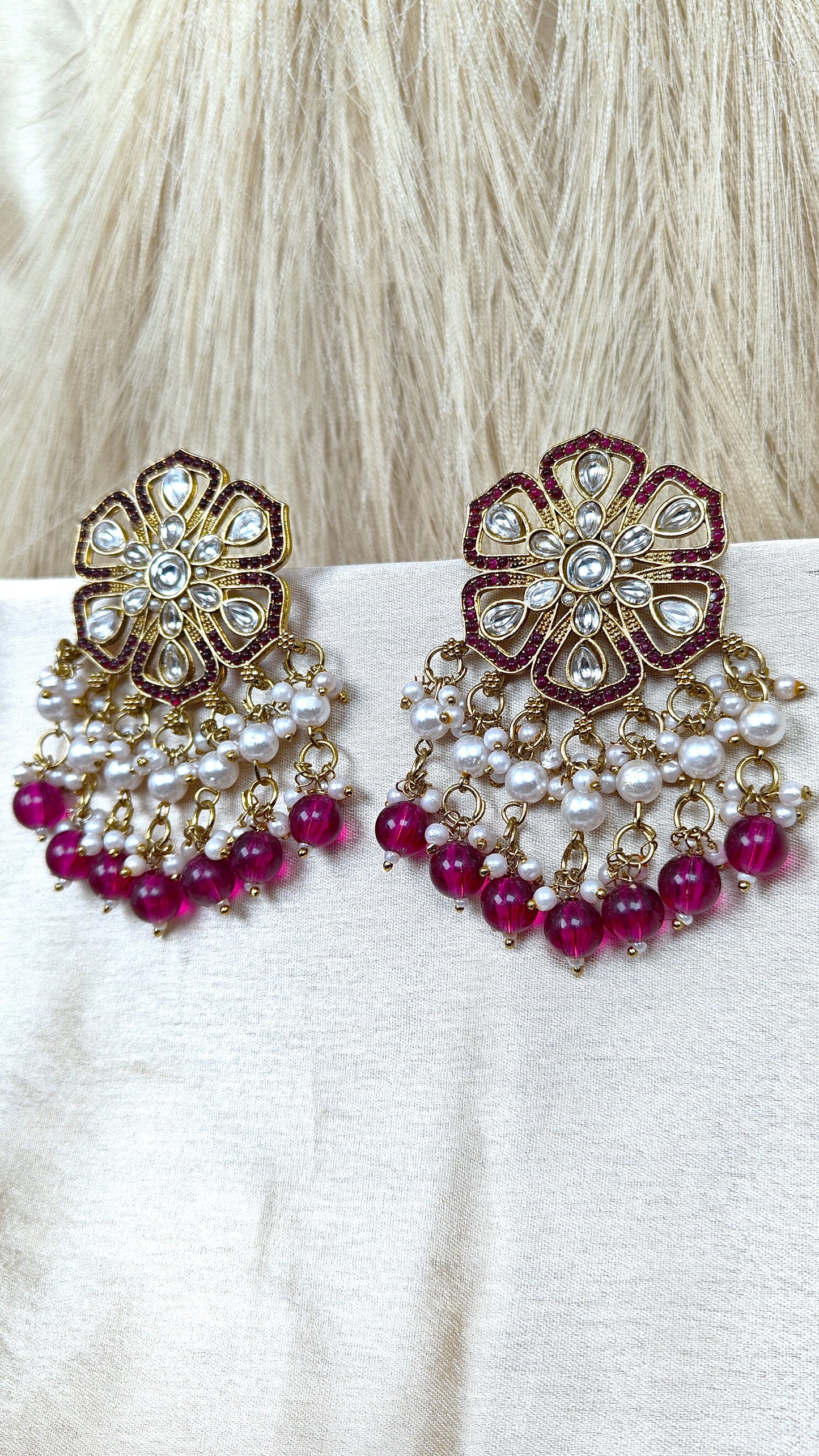 Kundan floral chandbali earrings