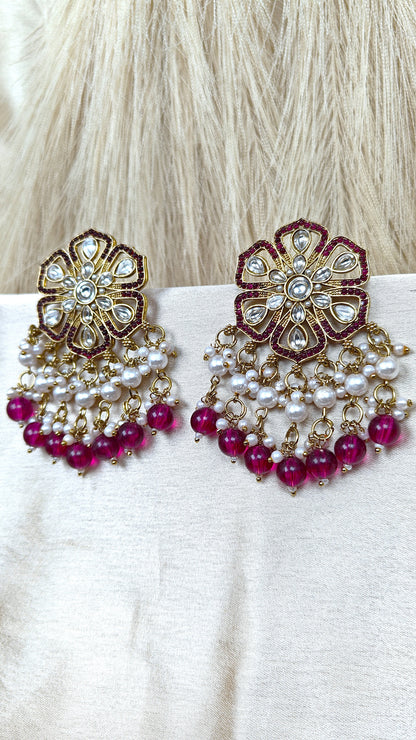 Kundan floral chandbali earrings