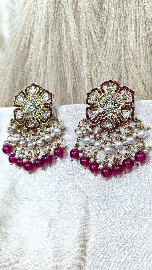 Kundan floral chandbali earrings