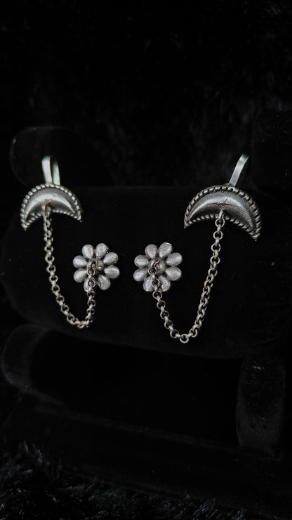 Rustic Chain Charm Ear Cuffs