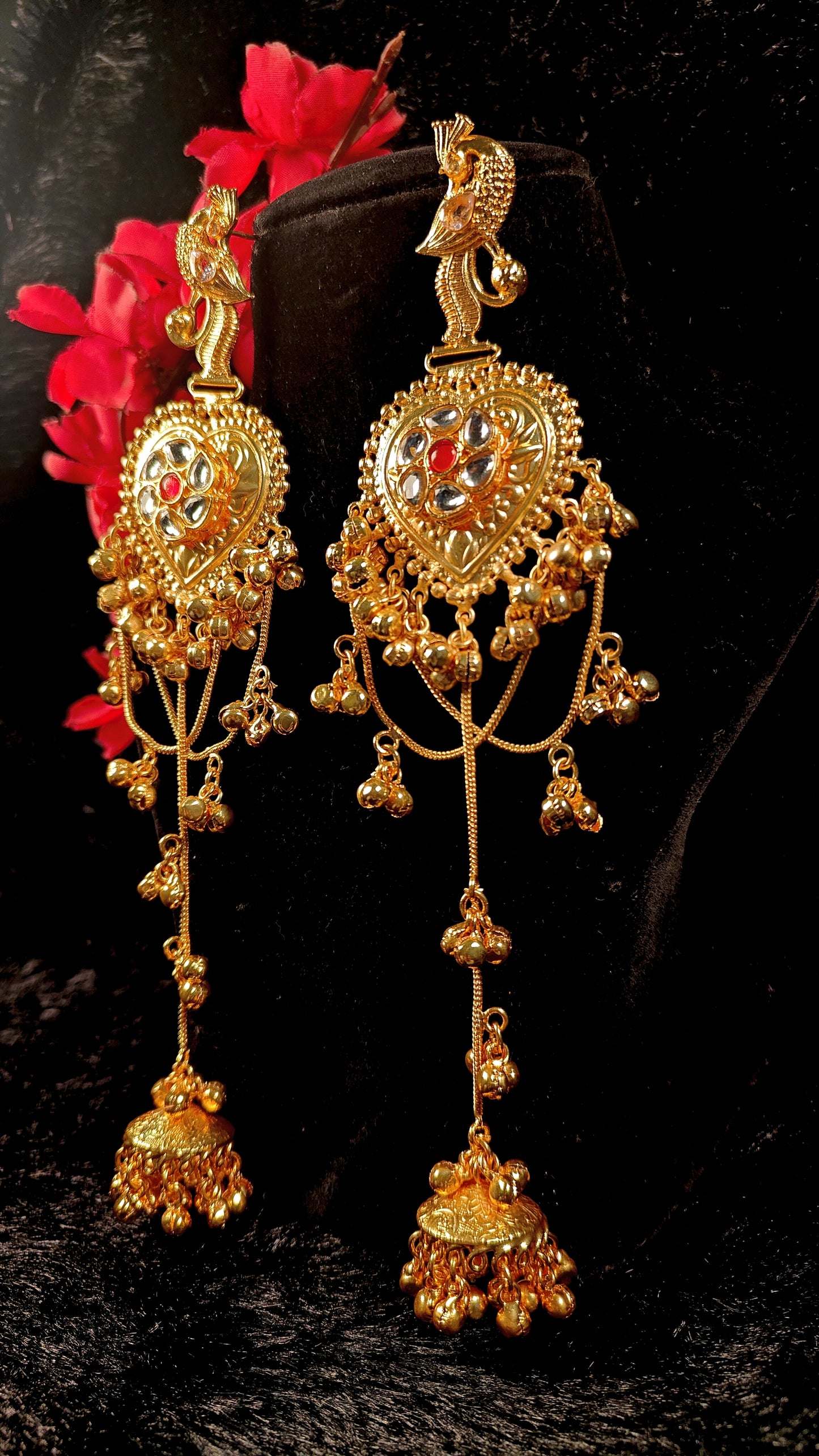 Zar-e-Kashmir Peacock Heart Jhumka Earrings