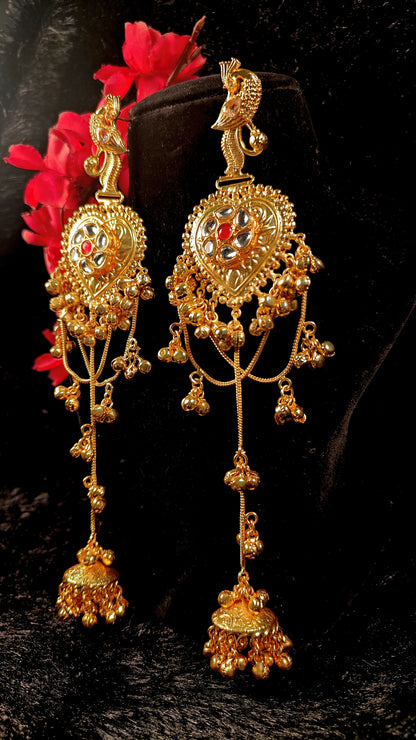Zar-e-Kashmir Peacock Heart Jhumka Earrings