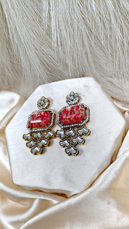 Ruby royal tapestry kundan earrings