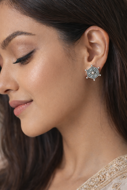 Silver Starburst Ethnic Studs