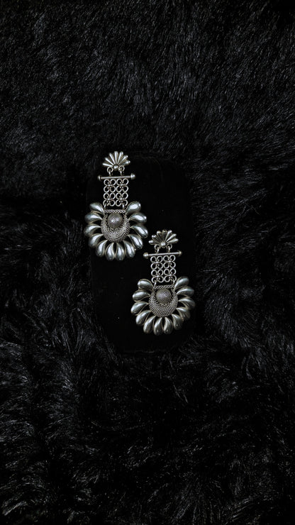 Antique silver floral drop earrings