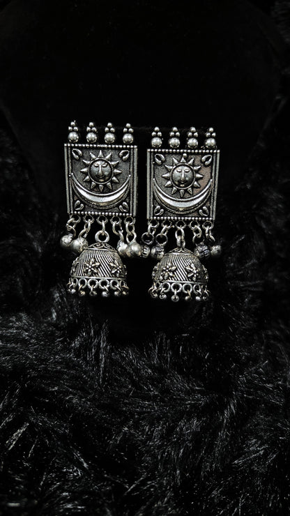Tribal Sun-Motif Oxidised Mirror Choker Set